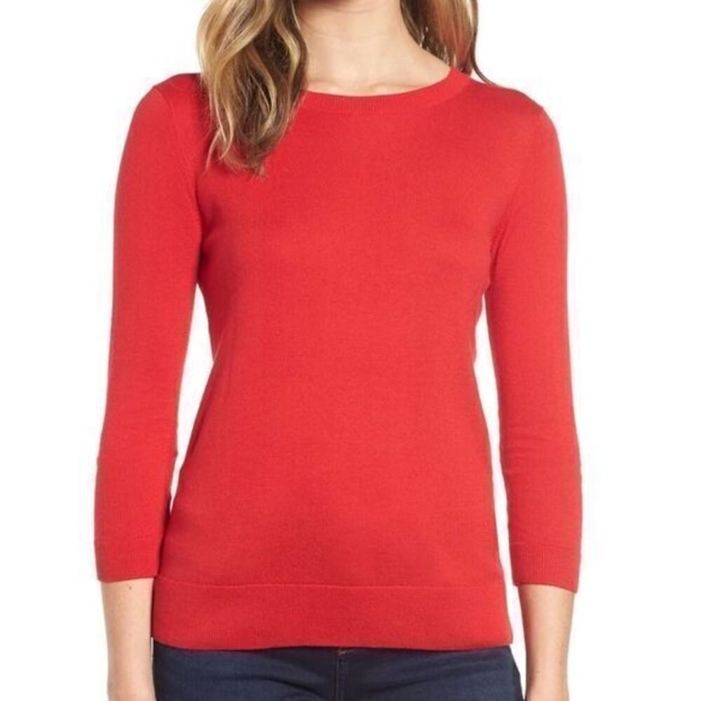 1901 NWT Red Cotton Round Neck Sweater XXL